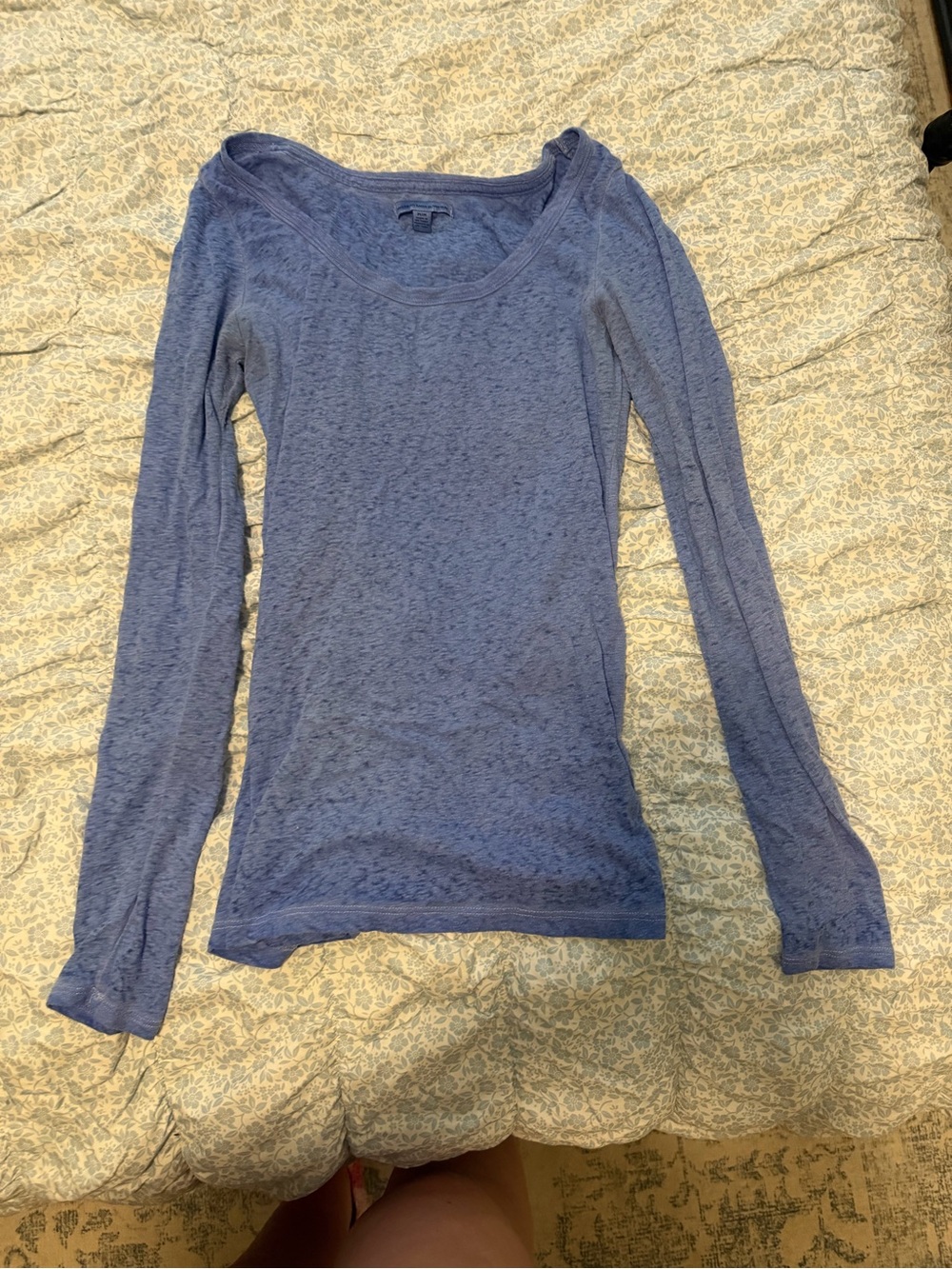 American Eagle Outfitters Long-Sleeve Scoop Neck Top - Blue